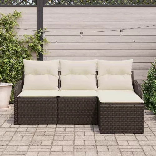 Kerti Kanapé Szett párnával 4 pcs Barna Poli rattan