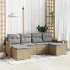 Kerti Kanapé Szett párnával 6 pcs Bézs Poli rattan