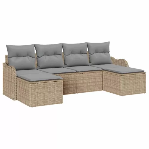 Kerti Kanapé Szett párnával 6 pcs Bézs Poli rattan