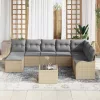 Kerti Kanapé Szett párnával 9 pcs Bézs Poli rattan