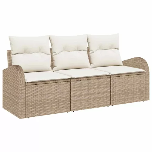 Kerti Kanapé Szett párnával 3 pcs Bézs Poli rattan