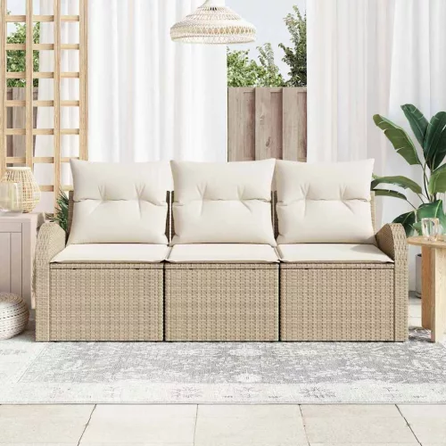 Kerti Kanapé Szett párnával 3 pcs Bézs Poli rattan