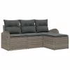 Kerti Kanapé Szett párnával 4 pcs Szürke Poli rattan