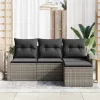 Kerti Kanapé Szett párnával 4 pcs Szürke Poli rattan