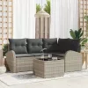 Kerti Kanapé Szett párnával 5 pcs Világosszürke Poli rattan