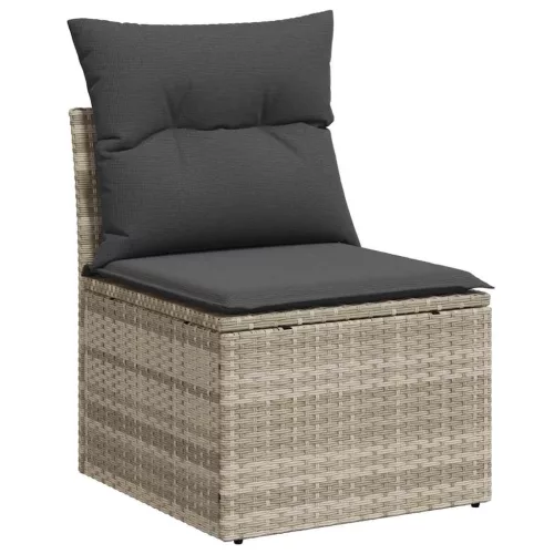 Kerti Kanapé Szett párnával 5 pcs Világosszürke Poli rattan
