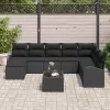 Kerti Kanapé Szett párnával 9 pcs Fekete Poli rattan