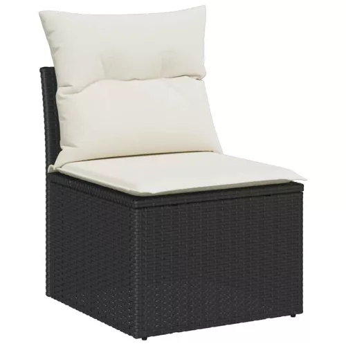 Kanapé Szett 10 pcs Fekete polirattan