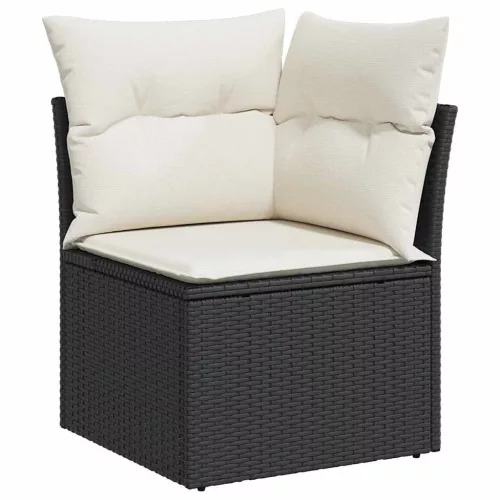 Kanapé Szett 10 pcs Fekete polirattan