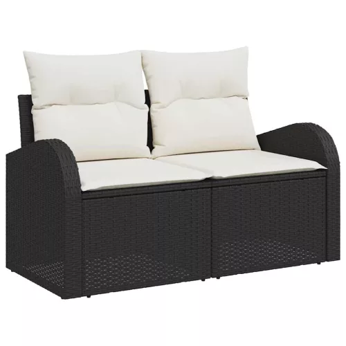 Kanapé Szett 10 pcs Fekete polirattan