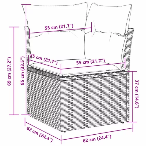 Kanapé Szett 10 pcs Fekete polirattan