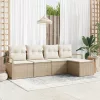Kerti Kanapé Szett 5 pcs Bézs Poli rattan