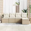 Kerti Kanapé Szett 5 pcs Bézs Poli rattan