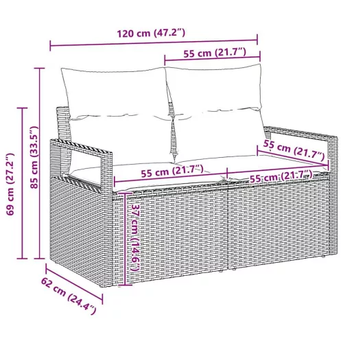 Kerti Kanapé Szett 5 pcs Bézs Poli rattan