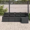 Kerti Kanapé Szett 5 pcs Fekete Poli rattan