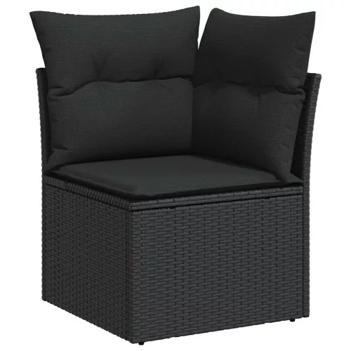 Kanapé Szett párnával 9 pcs Fekete polirattan