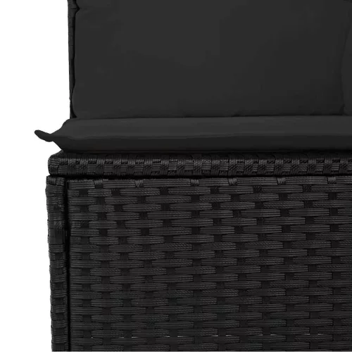 Kanapé Szett párnával 9 pcs Fekete polirattan