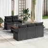 Kerti Kanapé Szett 6 pcs Fekete Poli rattan