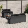 Kerti Kanapé Szett 6 pcs Fekete Poli rattan