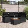 Kerti Kanapé Szett 5 pcs Fekete Poli rattan