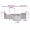 Kerti Kanapé Szett 5 pcs Fekete Poli rattan