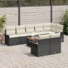 Kerti Kanapé Szett 9 pcs Fekete Poli rattan