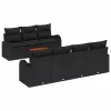 Kerti Kanapé Szett 8 pcs Fekete Poli rattan