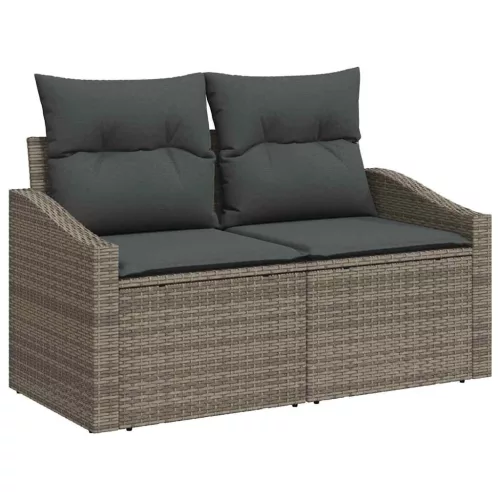 Kerti Kanapé Szett párnával 5 pcs Szürke Poli rattan