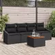 Kerti Kanapé Szett párnával 5 pcs Fekete Poli rattan