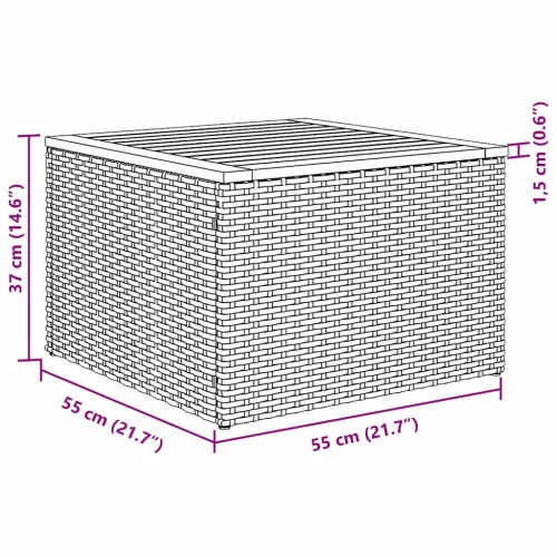 Kerti Kanapé Szett párnával 5 pcs Fekete Poli rattan