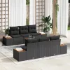 Kerti Kanapé Szett párnával 7 pcs Fekete Poli rattan
