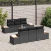 Kerti Kanapé Szett párnával 7 pcs Fekete Poli rattan