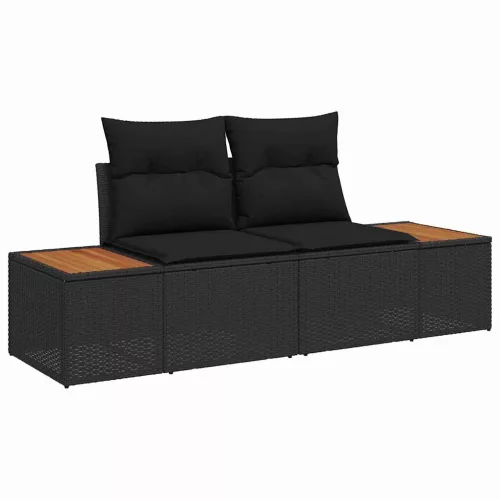 Kerti Kanapé Szett párnával 7 pcs Fekete Poli rattan
