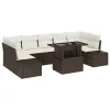 Kerti Kanapé Szett 8 pcs Barna és krémszínű 100 x 55 x 73 cm