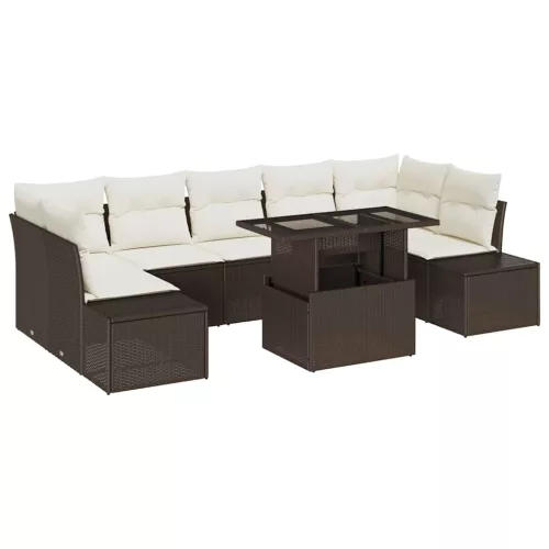 Kerti Kanapé Szett 8 pcs Barna és krémszínű 100 x 55 x 73 cm