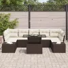 Kerti Kanapé Szett 8 pcs Barna és krémszínű 100 x 55 x 73 cm