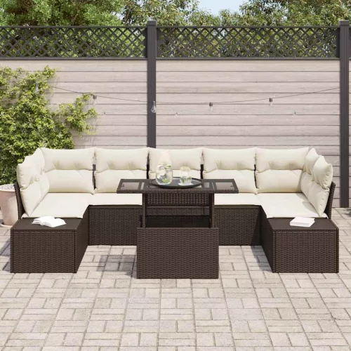 Kerti Kanapé Szett 8 pcs Barna és krémszínű 100 x 55 x 73 cm