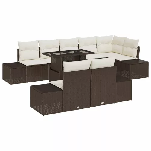 Kerti Kanapé Szett 9 pcs Barna és krémszínű 100 x 55 x 73 cm