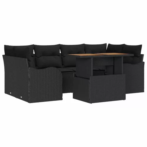 Kerti Kanapé Szett párnával 7 pcs Fekete 100 x 55 x 73 cm