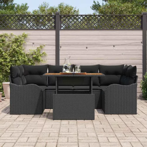 Kerti Kanapé Szett párnával 7 pcs Fekete 100 x 55 x 73 cm