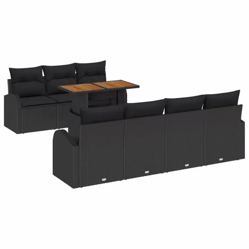 Kerti Kanapé Szett párnával 8 pcs Fekete 100 x 55 x 73 cm