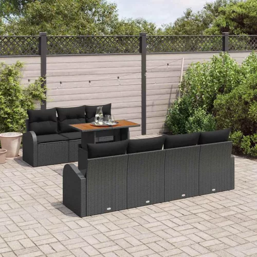 Kerti Kanapé Szett párnával 8 pcs Fekete 100 x 55 x 73 cm