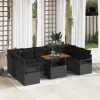 Kerti Kanapé Szett 10 pcs Fekete és Barna 100 x 55 x 73 cm