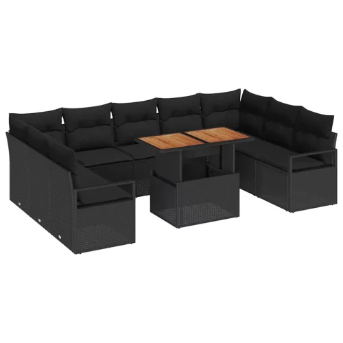 Kerti Kanapé Szett 10 pcs Fekete és Barna 100 x 55 x 73 cm