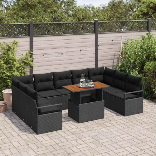 Kerti Kanapé Szett 10 pcs Fekete és Barna 100 x 55 x 73 cm