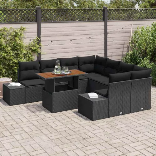 Kert étkező szett 9 pcs Fekete és Barna 100 x 55 x 73 cm