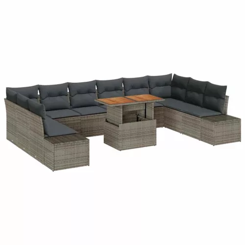 Kerti Kanapé Szett 11 pcs Szürke és Barna 100 x 55 x 73 cm