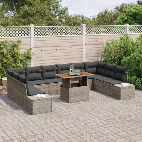 Kerti Kanapé Szett 11 pcs Szürke és Barna 100 x 55 x 73 cm