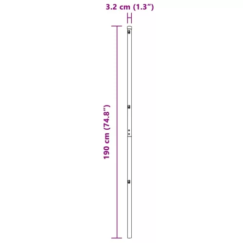 Kerítésoszlop Egyéb 26 pcs Szürke 3.2 x 3.2 x 190 cm Acél