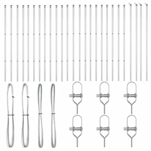 Kerítésoszlop Egyéb 26 pcs Ezüst 3.2 x 3.2 x 200 cm Acél